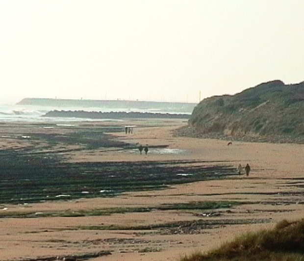 l'entre du port de Jard et des promeneurs sur la grve